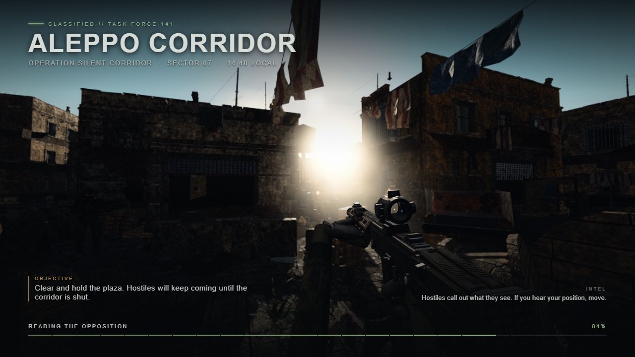 Aleppo Corridor — gameplay screenshot showing fps action