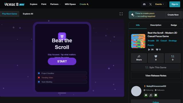 BEAT THE SCROLL — gameplay screenshot showing other action