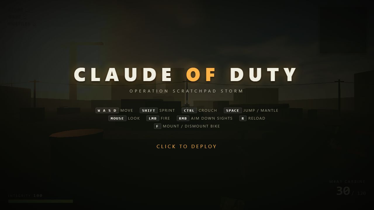 Claude of Duty — gameplay screenshot showing fps action
