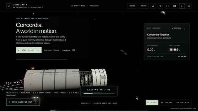 Concordia — gameplay screenshot showing exploration action