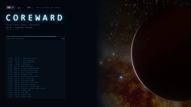 Coreward — gameplay screenshot showing exploration action