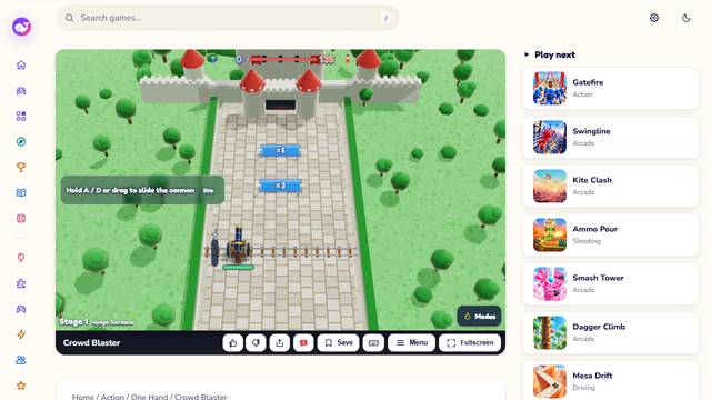 Crowd Blaster — gameplay screenshot showing shooter action