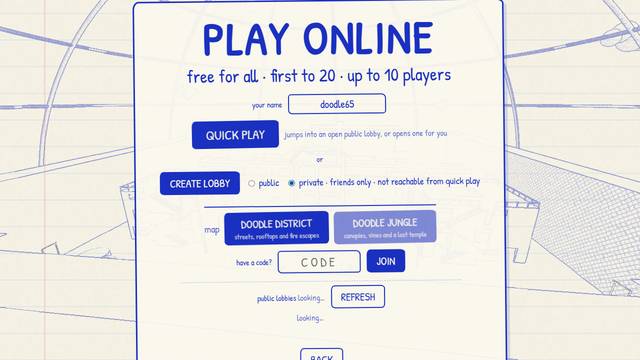 Doodle District — gameplay screenshot showing shooter action