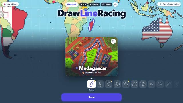 Draw Line Racing — gameplay screenshot showing racing action