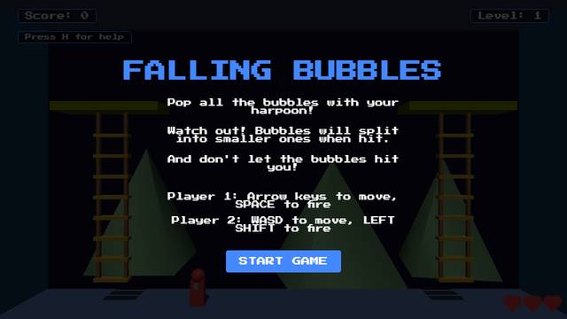 Falling Bubbles — gameplay screenshot showing arcade action