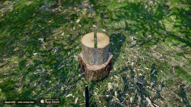 Firewood Splitting Simulator — gameplay screenshot showing strategy action