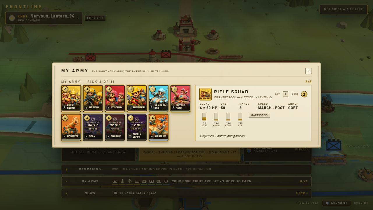 Frontline — gameplay screenshot showing real-time strategy action