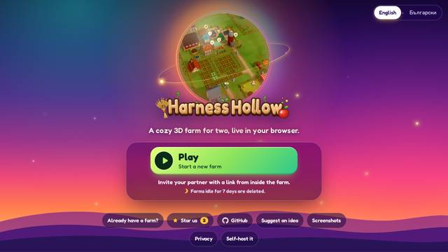 Harness Hollow — gameplay screenshot showing management / idle action