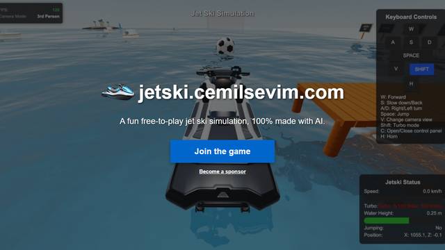 Jet Ski Simulation — gameplay screenshot showing air combat action