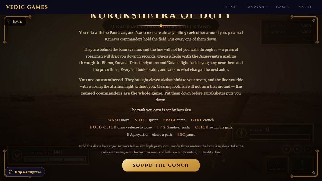 Kuru of Duty — gameplay screenshot showing historical battle action action