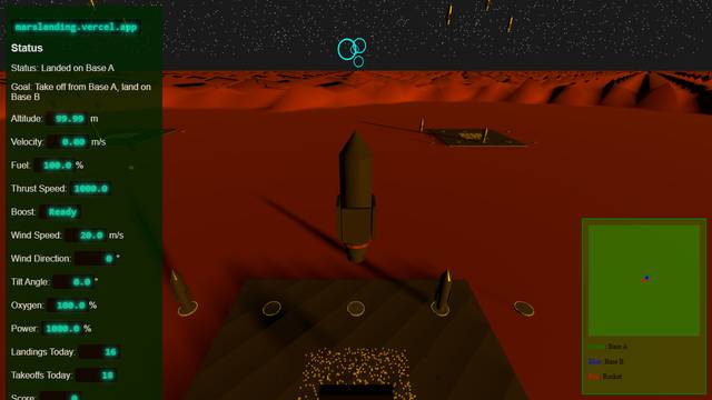 Mars Landing Simulator — gameplay screenshot showing racing action
