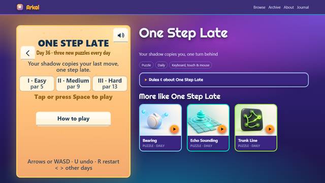 One Step Late — gameplay screenshot showing puzzle action