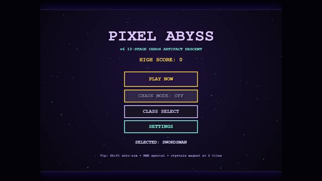Pixel Abysss — gameplay screenshot showing survival / roguelite action