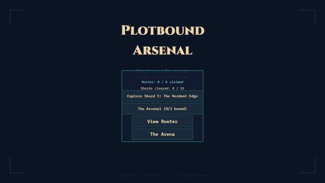 Plotbound Arsenal — gameplay screenshot showing exploration action