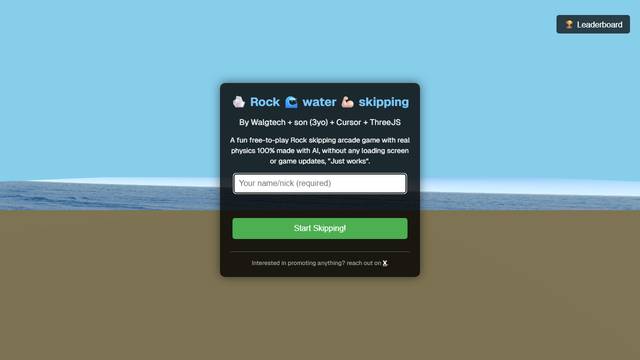 Rock Water Skipping — gameplay screenshot showing arcade action