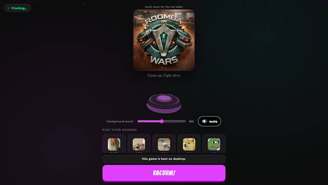 Roomba Wars — gameplay screenshot showing shooter action