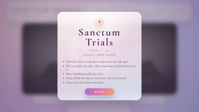 Sanctum Trials — gameplay screenshot showing exploration action