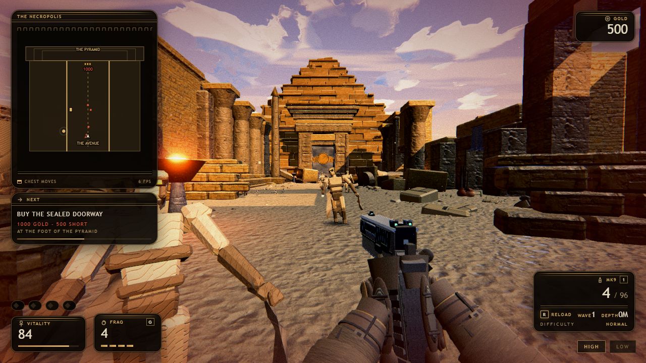 Sands of the Restless — gameplay screenshot showing wave shooter action