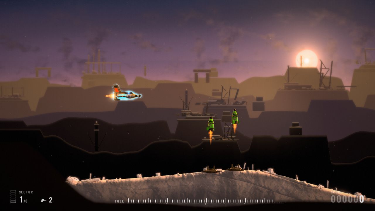 Skramble — gameplay screenshot showing side-scroller action