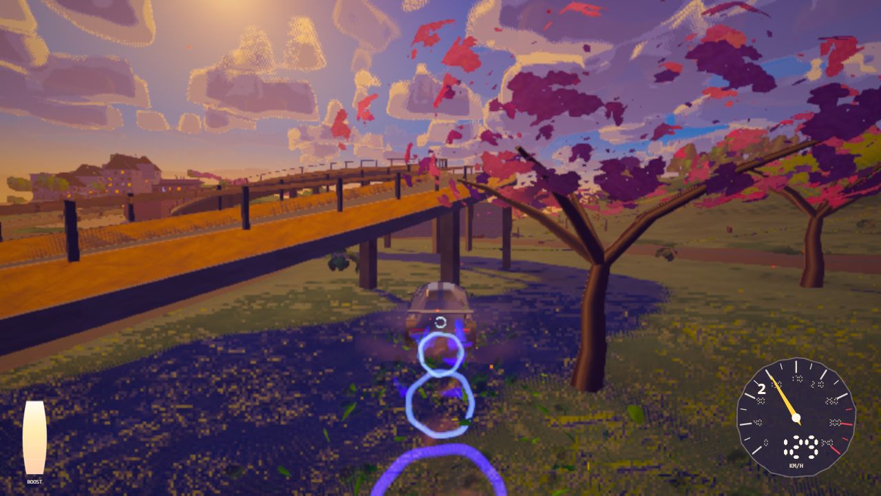 Sunset Runners — gameplay screenshot showing open-world driving action