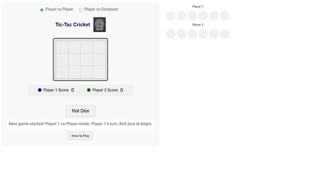Tic-Tac Cricket — gameplay screenshot showing puzzle action